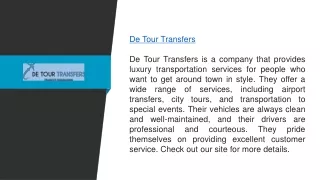 de tour transfers de tour transfers is a company