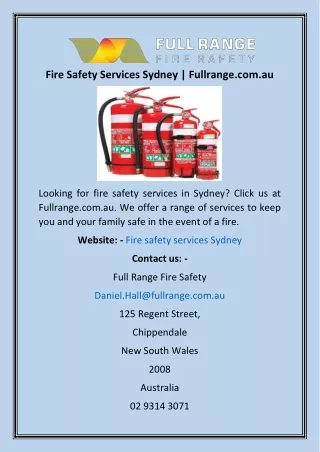 Fire Safety Services Sydney  Fullrange.com