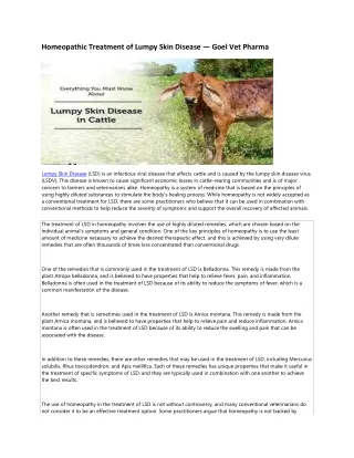 lumpy skin disease treatment in homeopathy GVP