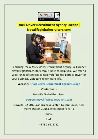 Truck Driver Recruitment Agency Europe | Novalifeglobalrecruiters.com