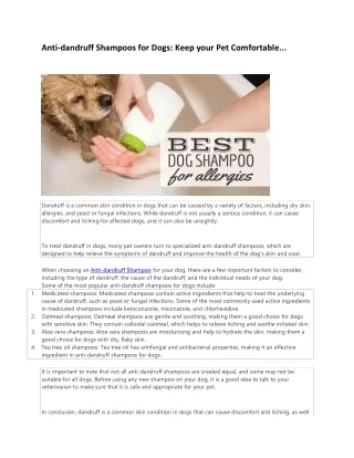 best anti dandruff shampoo for dogs GVP