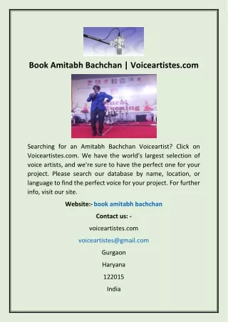 Book Amitabh Bachchan | Voiceartistes.com