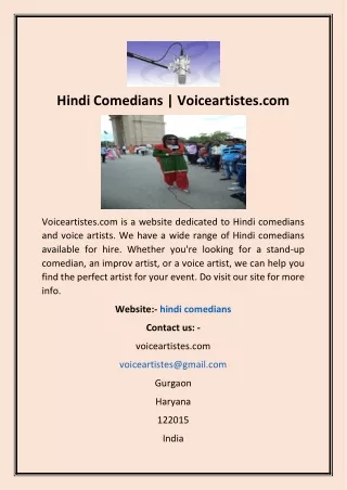 Hindi Comedians | Voiceartistes.com