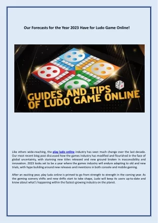 our forecasts for the year 2023 have for ludo