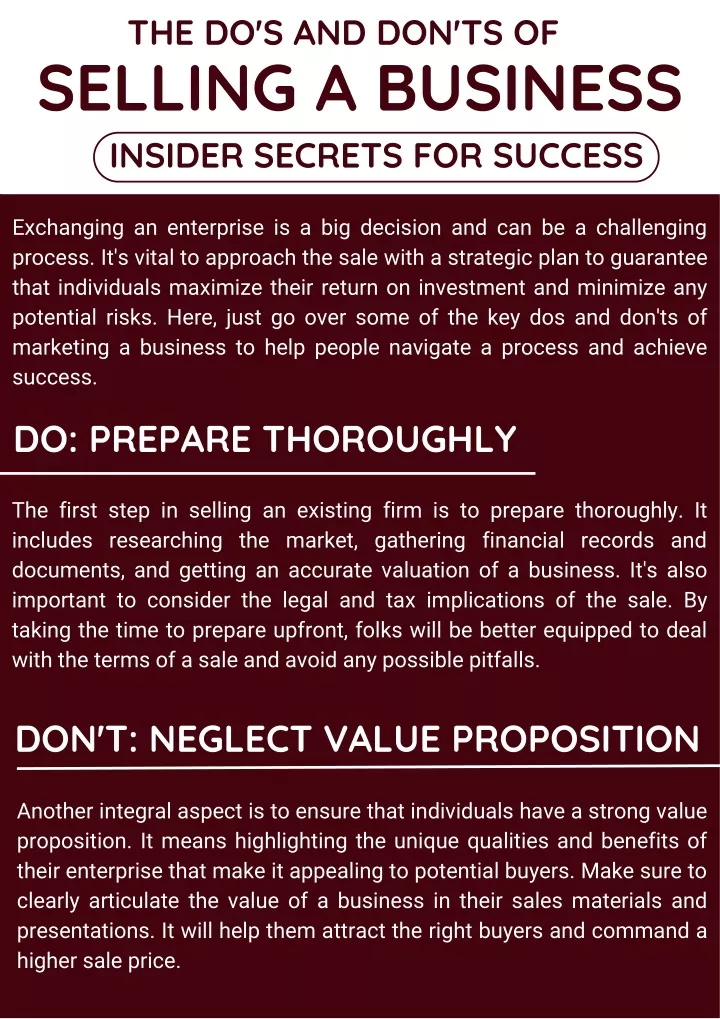 the do s and don ts of selling a business insider