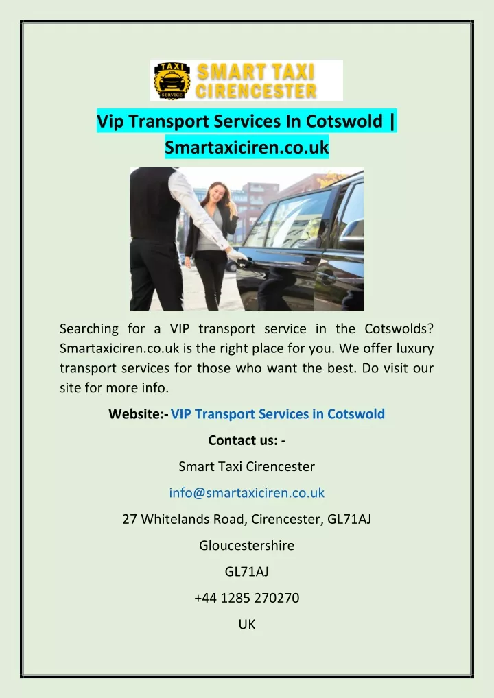 vip transport services in cotswold smartaxiciren