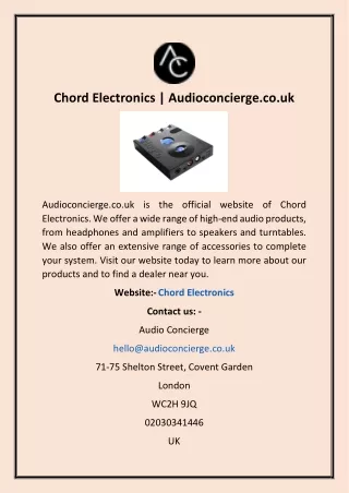 Chord Electronics | Audioconcierge.co.uk