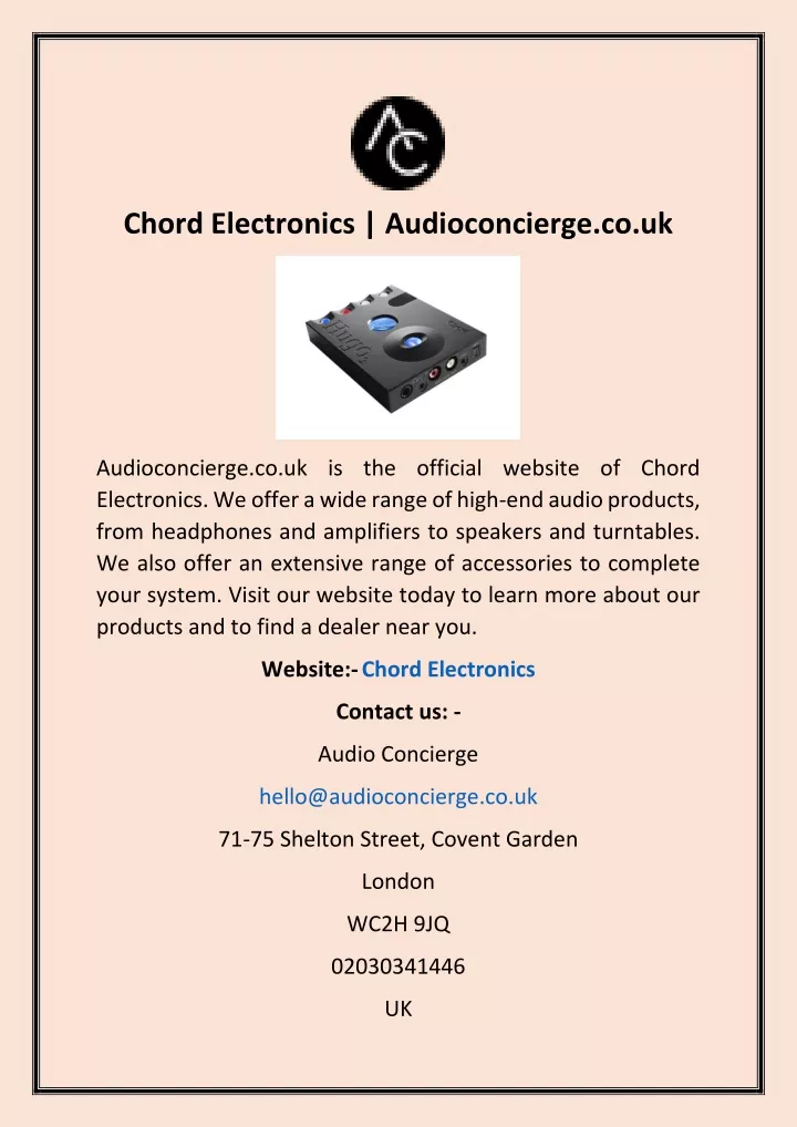 chord electronics audioconcierge co uk