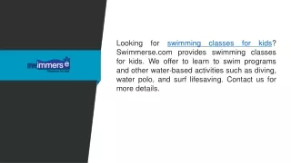 looking for swimming classes for kids swimmerse