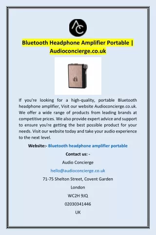 Bluetooth Headphone Amplifier Portable | Audioconcierge.co.uk