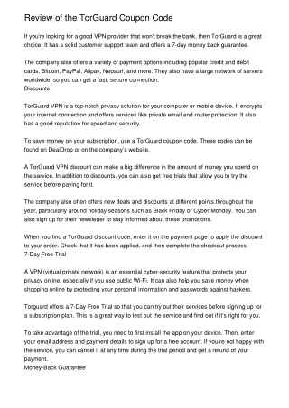 Review of the TorGuard Coupon Code