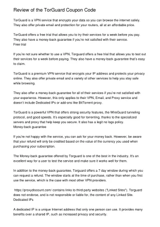 review of the torguard coupon code torguard