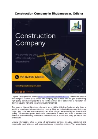 Construction Company in Bhubaneswar, Odisha