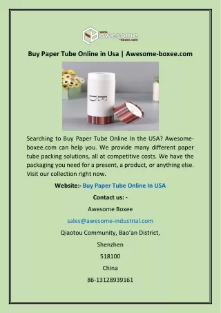Buy Paper Tube Online in Usa | Awesome-boxee.com