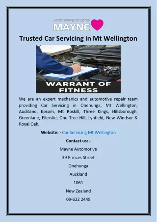 Trusted Car Servicing in Mt Wellington