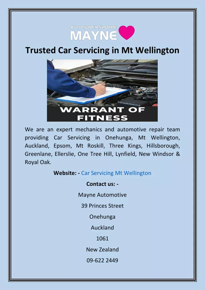 trusted car servicing in mt wellington