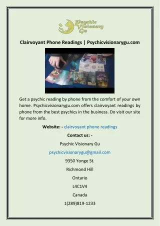 clairvoyant phone readings psychicvisionarygu com