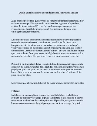 quels sont les effets secondaires