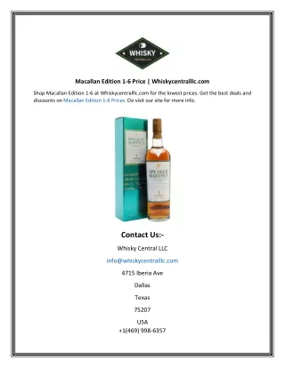Macallan Edition 1-6 Price  Whiskycentralllc