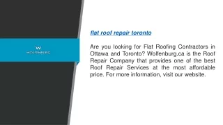 Flat Roof Repair Toronto  Wolfenburg.ca