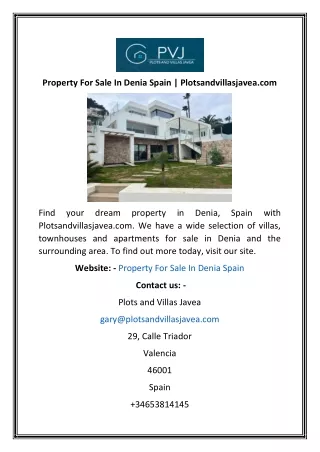 Property For Sale In Denia Spain  Plotsandvillasjavea