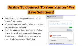 Unable To Connect To Your Printer? We Have Solutions!