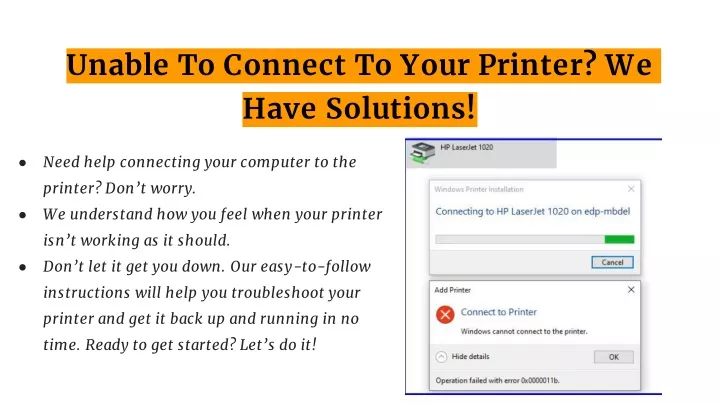 unable to connect to your printer we have solutions