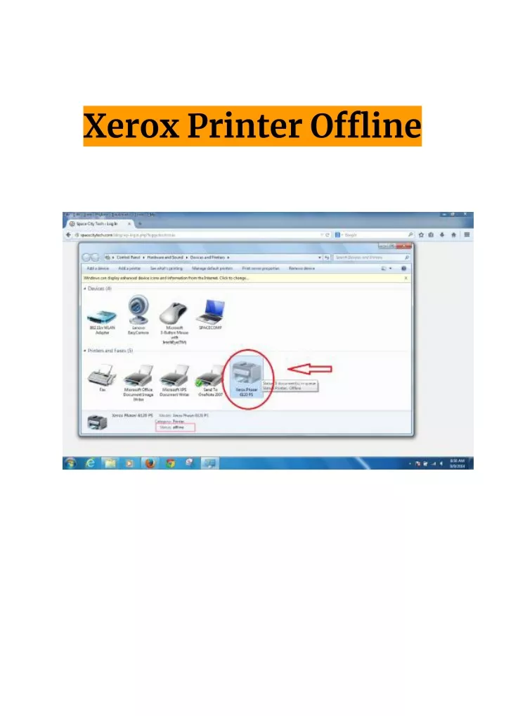 xerox printer o ine