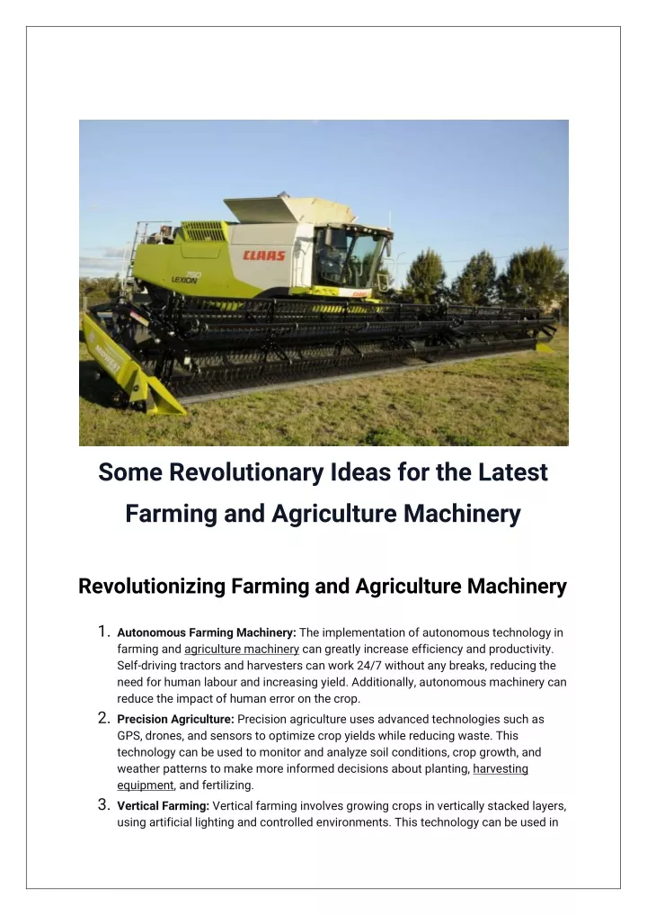 some revolutionary ideas for the latest farming