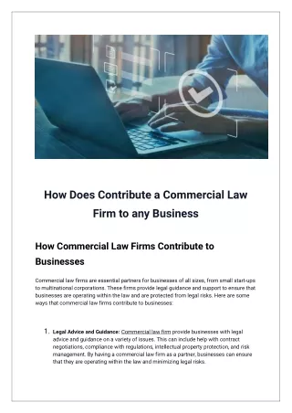 How Does Contribute a Commercial Law Firm to any Business