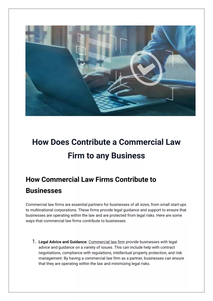 how does contribute a commercial law firm
