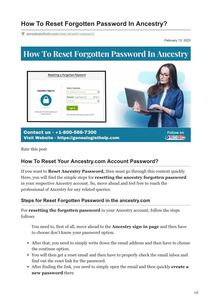 how to reset forgotten password in ancestry