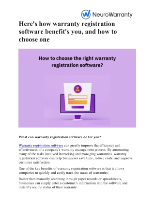 Here's how warranty registration software benefit's you, and how to choose one