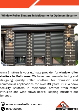 Window Roller Shutters in Melbourne for Optimum Security