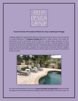 Learn Various Procedural Plans for Any Landscape Design