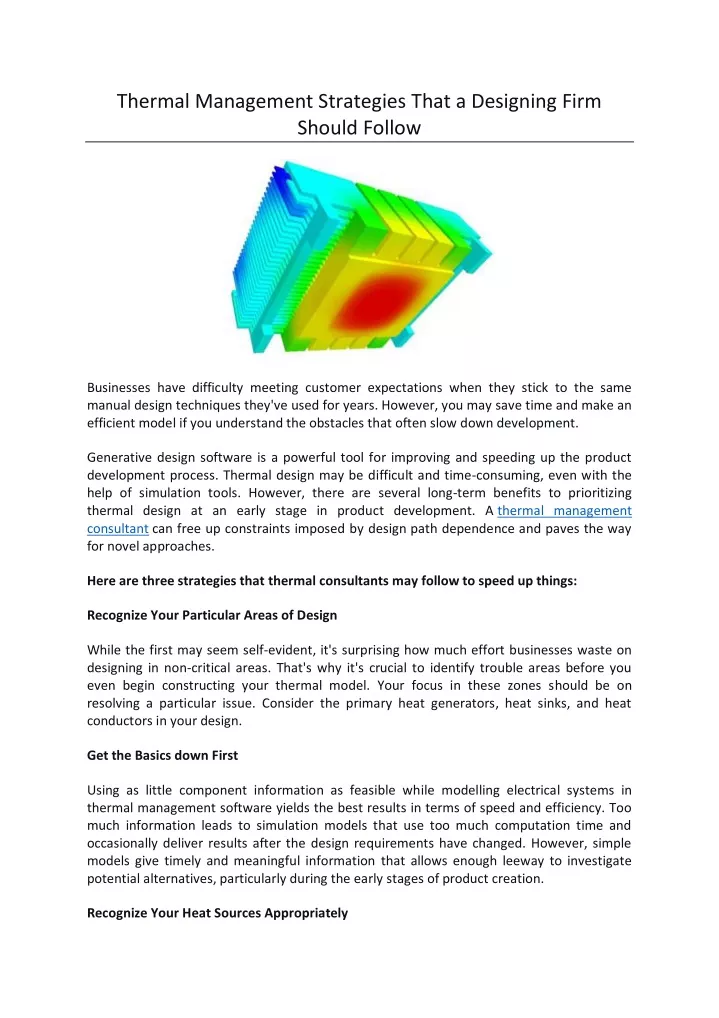 thermal management strategies that a designing