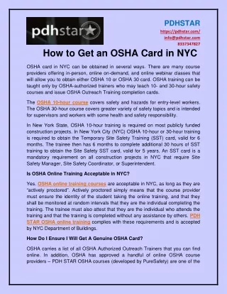 How to Get an OSHA Card in NYC