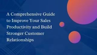 Sales Productivity and Customer Relationships
