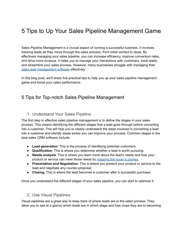 5 tips to up your sales pipeline management game