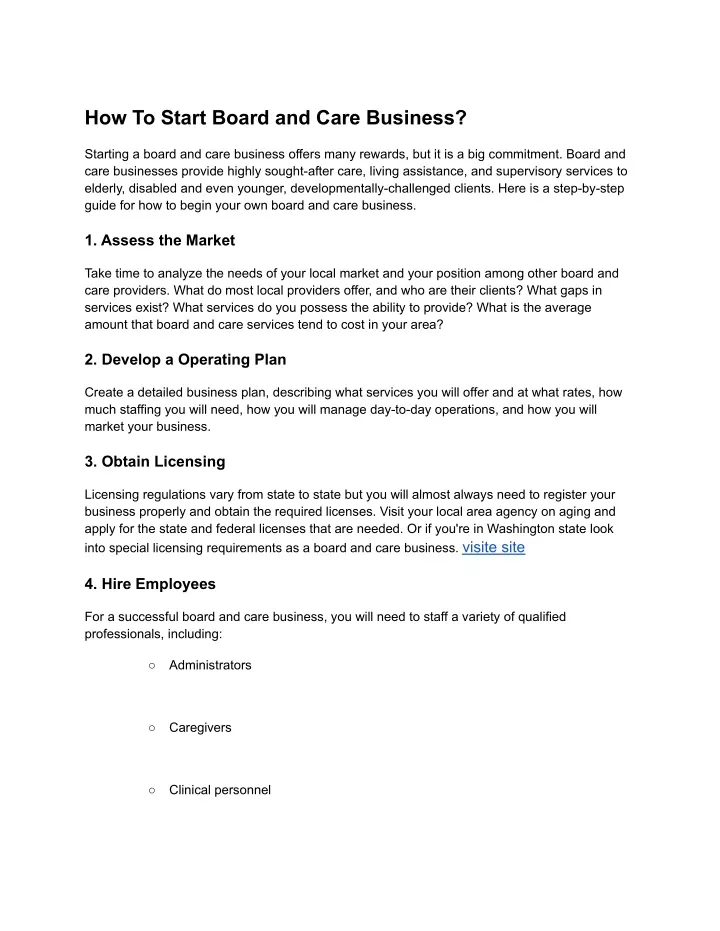 how to start board and care business