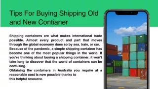 Tips for buying old and new container