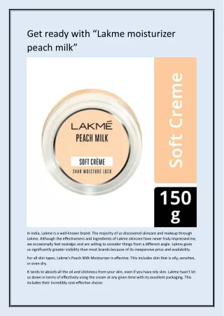 Lakme moisturizer peach milk