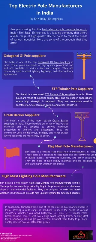 Top Electric Pole Manufacturers in India by Shri Balaji Enterprises