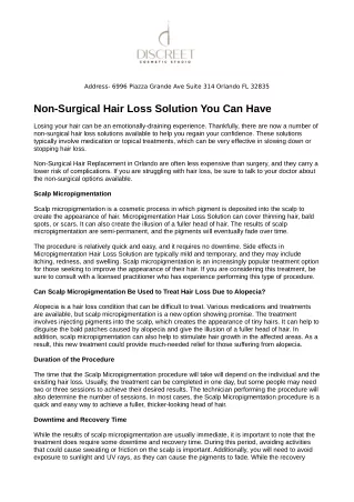 Non-Surgical Hair Loss Solution You Can Have