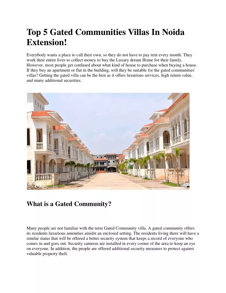 top 5 gated communities villas in noida extension