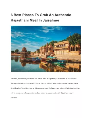 6 Best Places To Grab An Authentic Rajasthani Meal In Jaisalmer