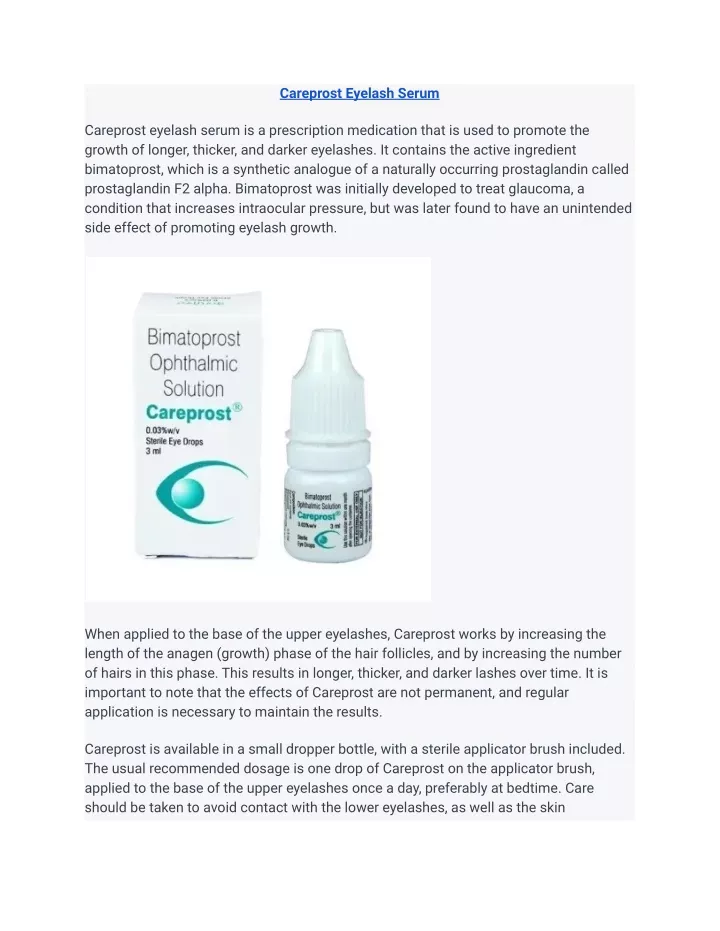 Ppt Careprost Eyelash Serum Powerpoint Presentation Free Download