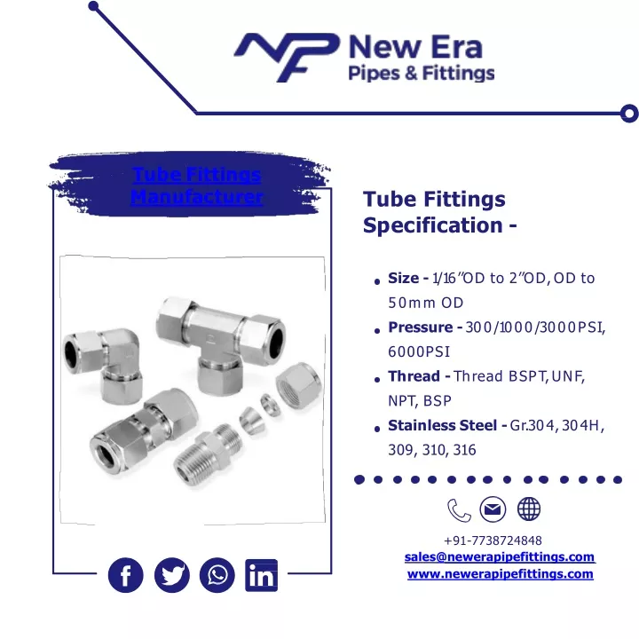 tube fittings s p e c i f i c a t i o n