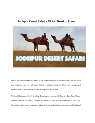 Jodhpur Camel Safari - All You Need to Know