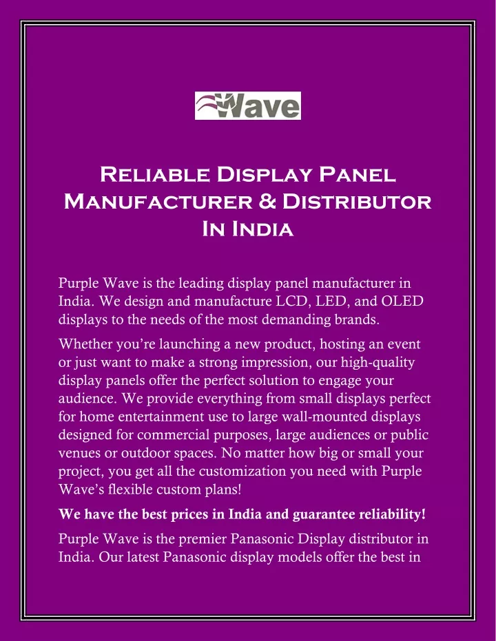 reliable display panel manufacturer distributor